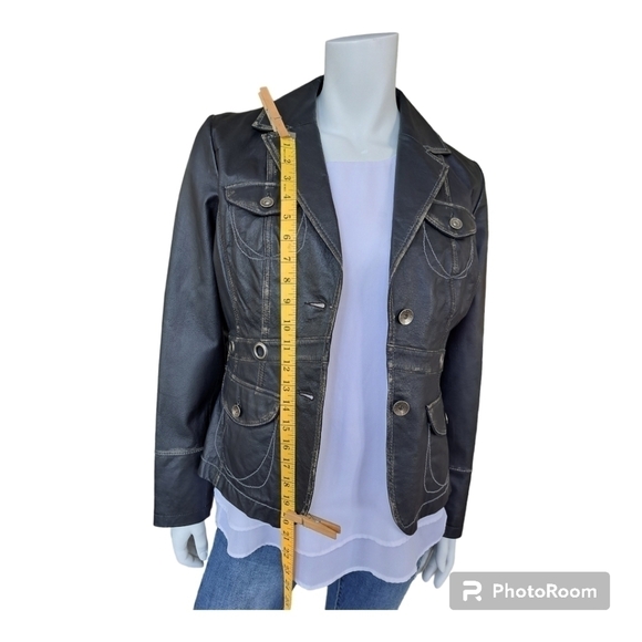Fabric life faded leather women's jacket coat black leather women's Size M - Picture 8 of 12